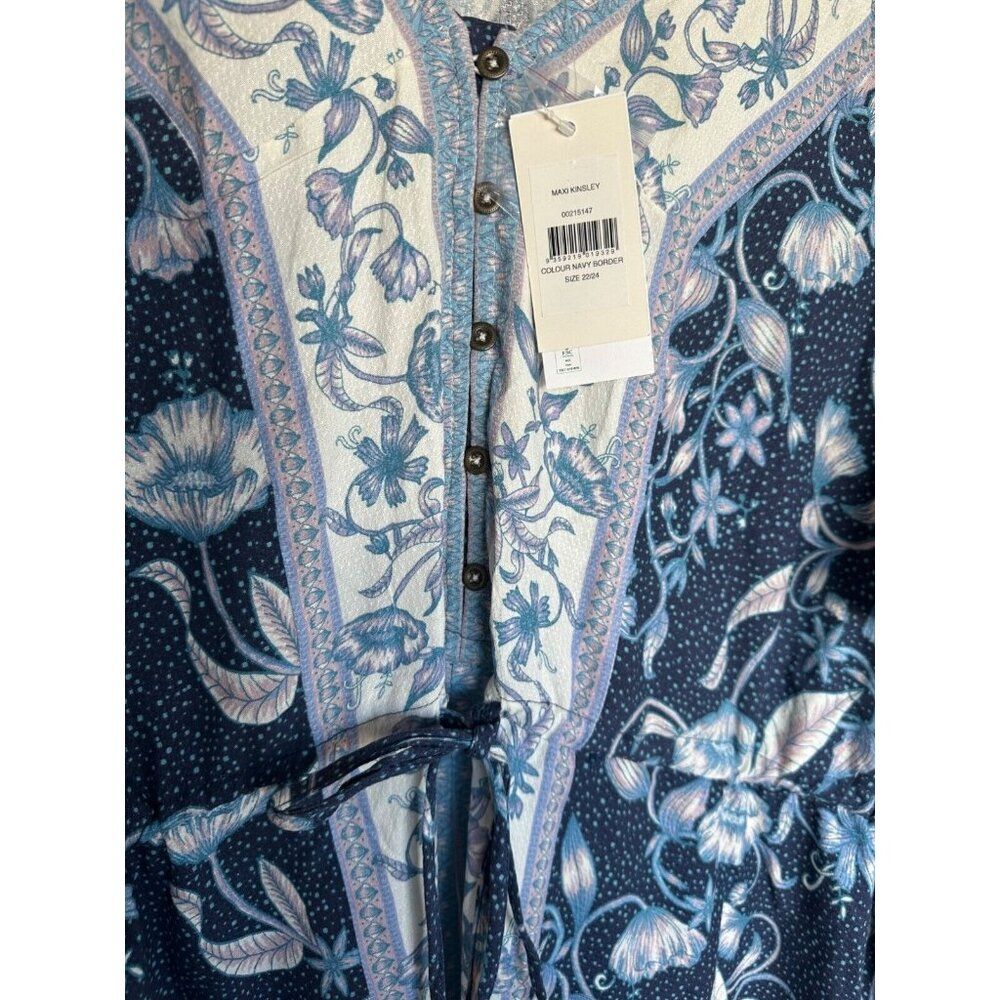 Aveology Evans Navy Kinsley Maxi Dress 22/24 NWT Cottagecore Prairie - Picture 10 of 11